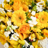 Sárga virágdoboz vegyes virágokból