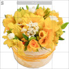 Sárga virágdoboz vegyes virágokból
